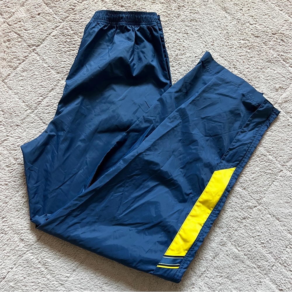 Nike Navy Track Joggers with Yellow Side Stripe Vintage
